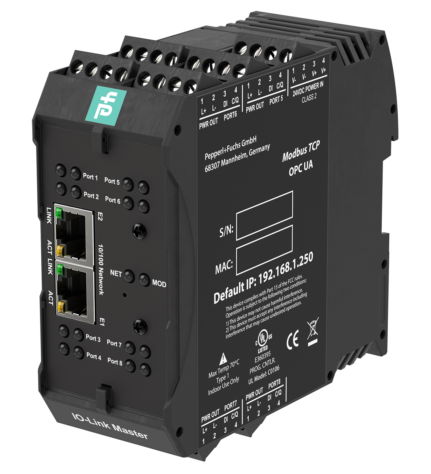 IO-Link master ICE2-8IOL-K45S-RJ45